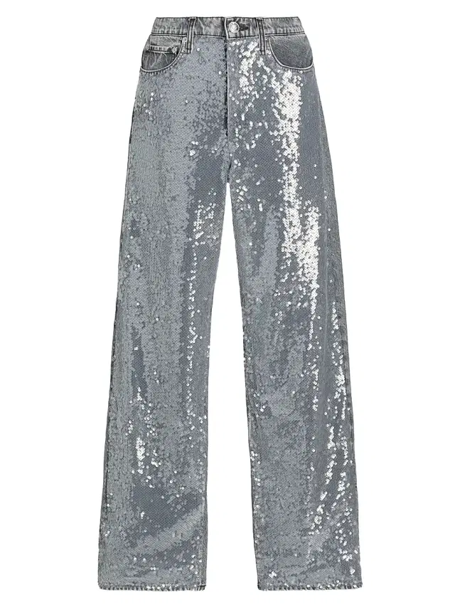 rag & bone Women's Shea Sequin-Embellished Full Straight Jeans - Steele Sequin