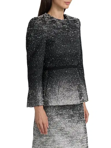 Oscar de la Renta Women's Metallic Ombré Bouclé Knit Jacket | Thumbnail 4 Oscar de la Renta Women's Metallic Ombré Bouclé Knit Jacket | Thumbnail 4