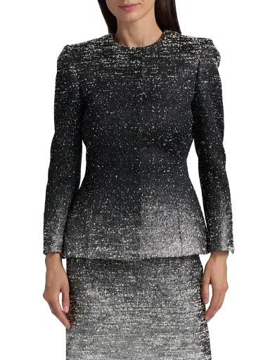 Oscar de la Renta Women's Metallic Ombré Bouclé Knit Jacket | Thumbnail 6 Oscar de la Renta Women's Metallic Ombré Bouclé Knit Jacket | Thumbnail 6