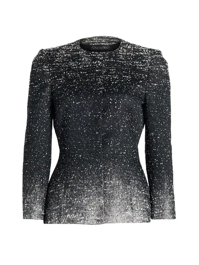 Oscar de la Renta Women's Metallic Ombré Bouclé Knit Jacket - Black