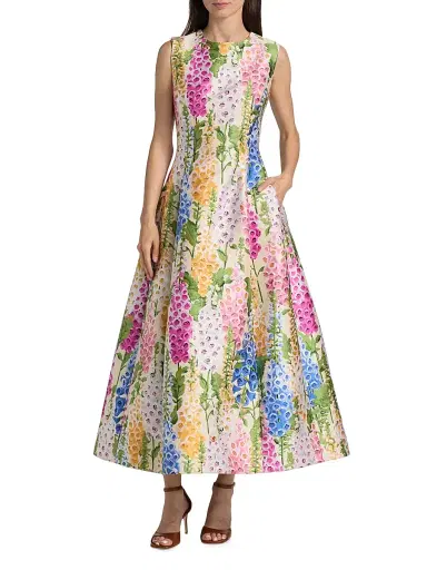 Oscar de la Renta Women's Foxgloves Jacquard A-Line Cocktail Dress - Ecru Multi | Thumbnail 3 Oscar de la Renta Women's Foxgloves Jacquard A-Line Cocktail Dress - Ecru Multi | Thumbnail 3