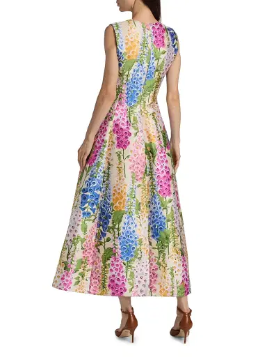 Oscar de la Renta Women's Foxgloves Jacquard A-Line Cocktail Dress - Ecru Multi | Thumbnail 5 Oscar de la Renta Women's Foxgloves Jacquard A-Line Cocktail Dress - Ecru Multi | Thumbnail 5