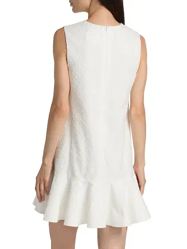Oscar de la Renta Women's Oscar Chain-Detail Cotton Flounce-Hem Minidress - Off White | Thumbnail 5