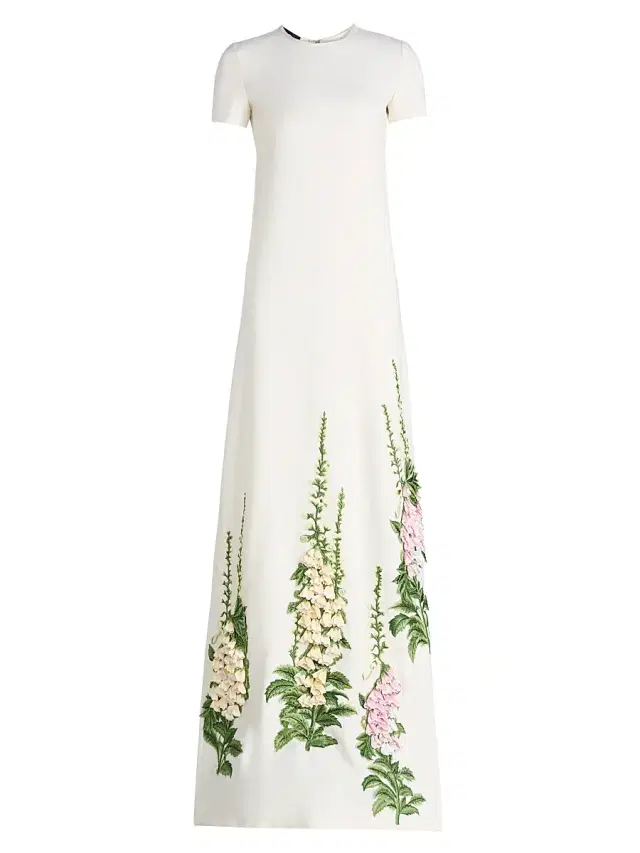 Oscar de la Renta Women's Foxglove-Embroidered Caftan -