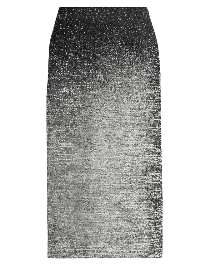 Oscar de la Renta Women's Metallic Ombré Bouclé Knit Pencil Skirt - Black