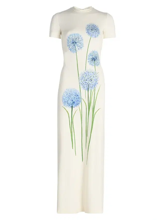 Women's Alliums-Print Jersey Maxi Dress - Blue White