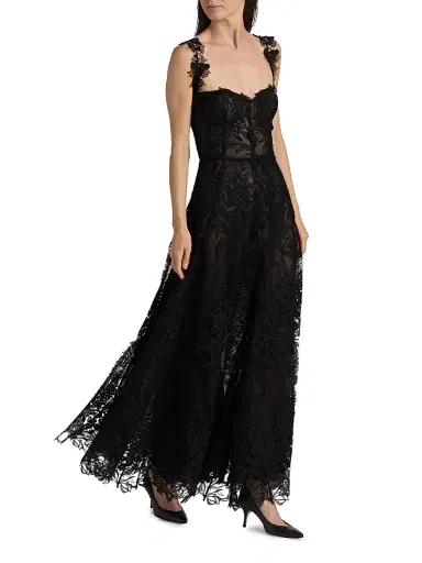 Oscar de la Renta Women's Foxgloves Guipure Lace Gown | Thumbnail 2