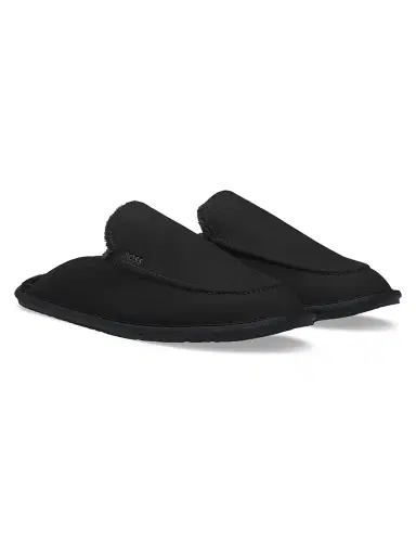 BOSS Men's Micro Fibre Slippers with Fluffy Lining - Black | Thumbnail 2