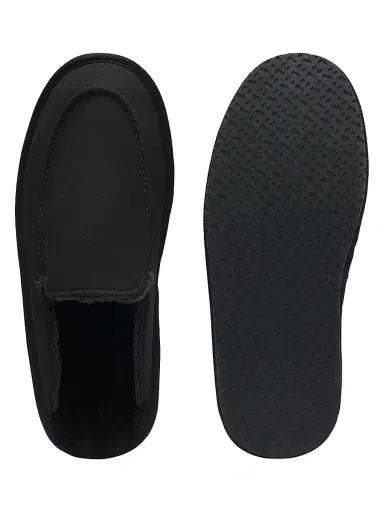 BOSS Men's Micro Fibre Slippers with Fluffy Lining - Black | Thumbnail 4