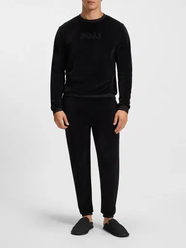 BOSS Men's Micro Fibre Slippers with Fluffy Lining - Black | Thumbnail 5