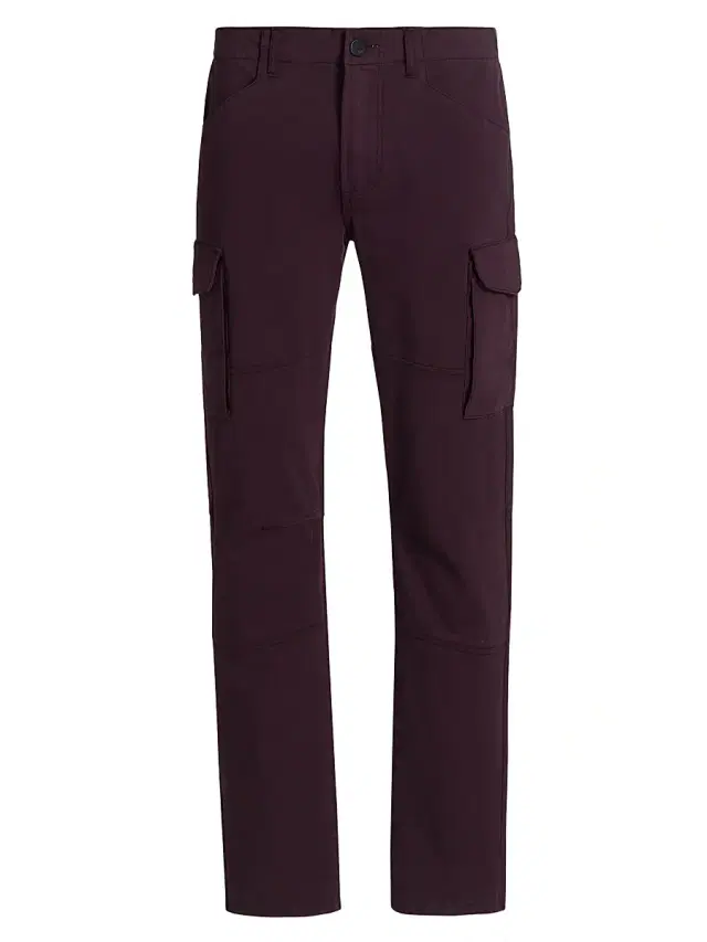 MONFRÈRE Men's Trooper Stretch-Denim Mid-Rise Cargo Pants - Plum