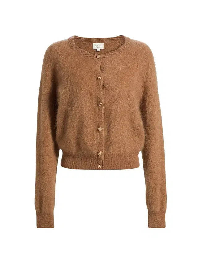 Cami NYC Women's Dorian Cashmere Crewneck Cardigan - Caramel