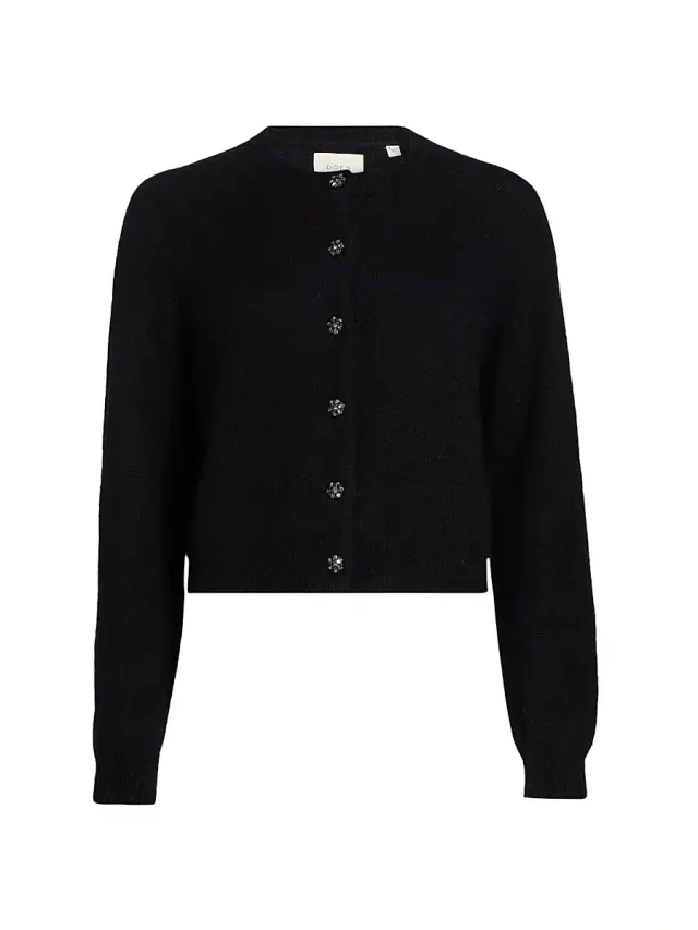 DÔEN Women's Petra Crystal-Embellished Alpaca-Blend Cardigan - Black