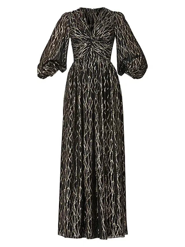 Shoshanna Women's Rosalie Metallic Maxi Dress - Jet Gold