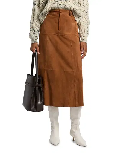 Ba&sh Women's Massia Suede Midi-Skirt | Thumbnail 3 Ba&sh Women's Massia Suede Midi-Skirt | Thumbnail 3