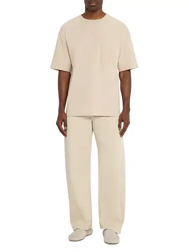 Lemaire Men's Cotton-Linen Crewneck Boxy T-Shirt - Warm Beige | Thumbnail 2