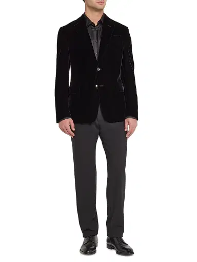 Giorgio Armani Men's Velvet Single-Breasted Dinner Jacket - Black - Size 42 | Thumbnail 2 Giorgio Armani Men's Velvet Single-Breasted Dinner Jacket - Black - Size 42 | Thumbnail 2