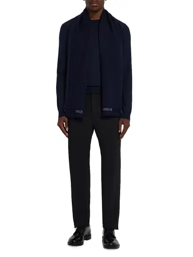 Giorgio Armani Men's Chevron Virgin-Wool Knit Scarf | Thumbnail 2 Giorgio Armani Men's Chevron Virgin-Wool Knit Scarf | Thumbnail 2