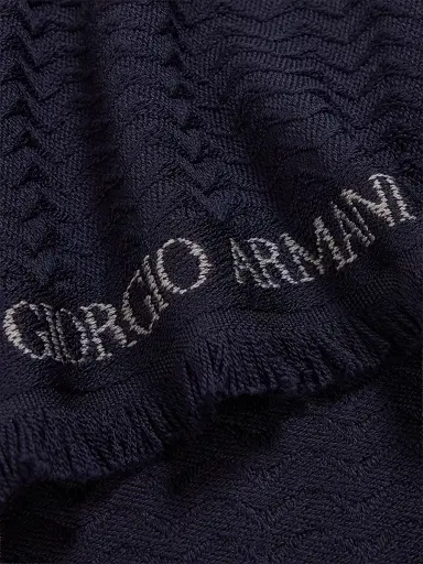 Giorgio Armani Men's Chevron Virgin-Wool Knit Scarf | Thumbnail 4 Giorgio Armani Men's Chevron Virgin-Wool Knit Scarf | Thumbnail 4
