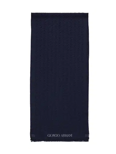 Giorgio Armani Men's Chevron Virgin-Wool Knit Scarf | Thumbnail 1 Giorgio Armani Men's Chevron Virgin-Wool Knit Scarf | Thumbnail 1