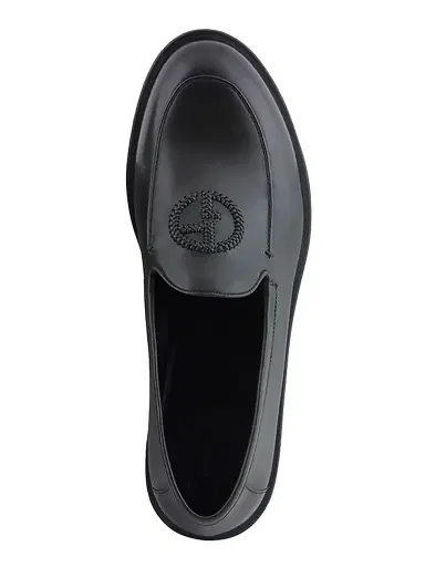 Giorgio Armani Men's Logo Vintage Leather Slip-On Loafers | Thumbnail 5 Giorgio Armani Men's Logo Vintage Leather Slip-On Loafers | Thumbnail 5