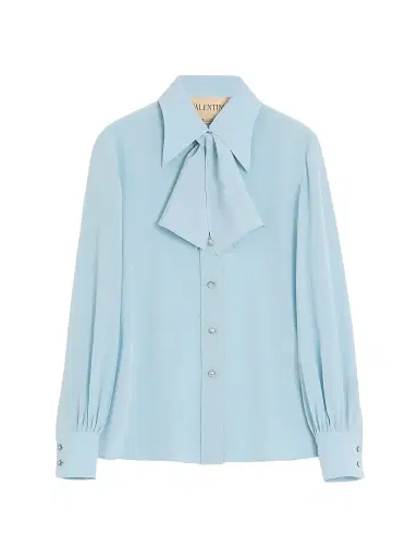 Valentino Garavani Women's Crepe De Chine Shirt - Sky Blue | Thumbnail 1 Valentino Garavani Women's Crepe De Chine Shirt - Sky Blue | Thumbnail 1