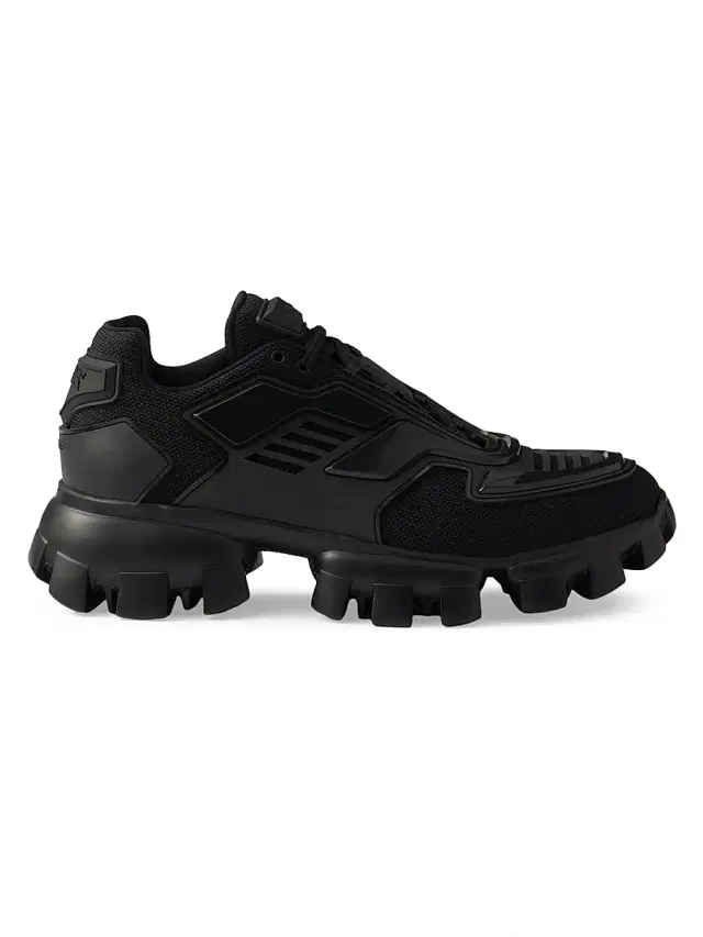 Prada Men's  Cloudbust Thunder Knit Fabric Sneakers - Black