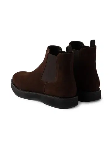 Prada Men's Suede Chelsea Boots - Brown | Thumbnail 3