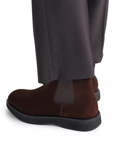 Prada Men's Suede Chelsea Boots - Brown | Thumbnail 5