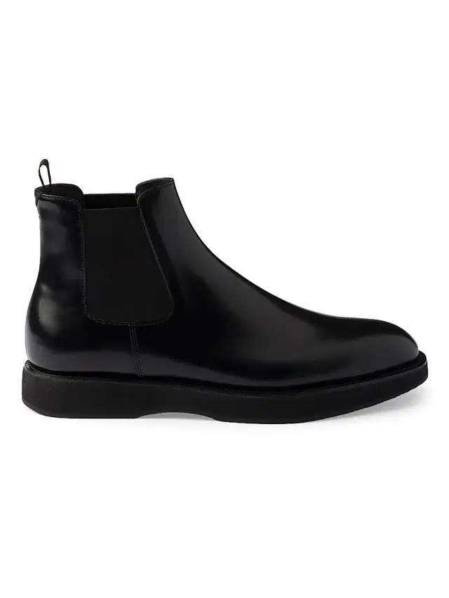 Men's Brushed Leather Chelsea Boots - Black