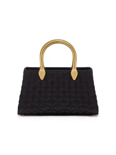 BVLGARI Women's Serpenti Textured Satin Top Handle Bag - Black | Thumbnail 1