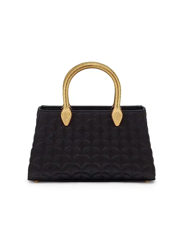 BVLGARI Women's Serpenti Textured Satin Top Handle Bag - Black