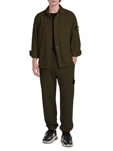 Stone Island Men's Textured Cotton Shirt Jacket - Military Green - Size Medium | Thumbnail 2