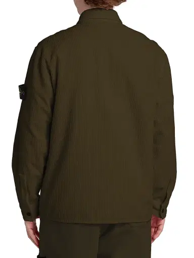 Stone Island Men's Textured Cotton Shirt Jacket - Military Green - Size Medium | Thumbnail 5