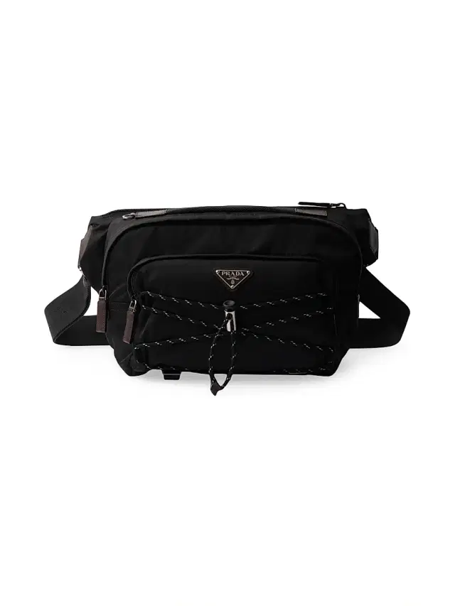 Men's Re-Nylon and Leather Shoulder Bag - Black