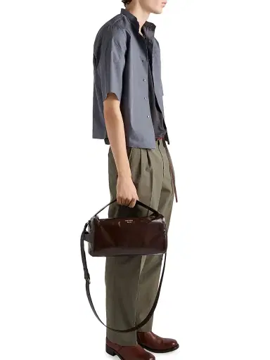 Prada Men's Leather Shoulder Bag - Brown | Thumbnail 2