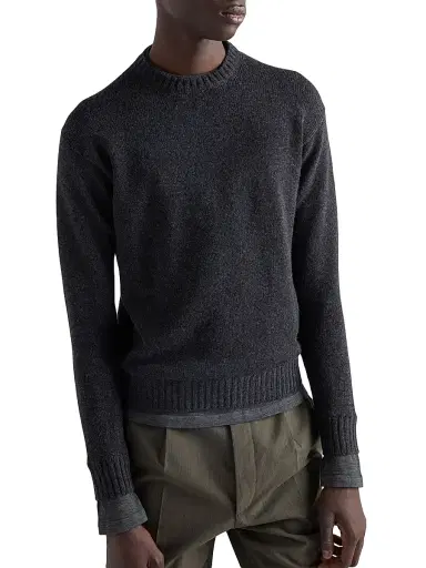 Prada Men's Cashmere Crewneck Sweater - Grey | Thumbnail 2