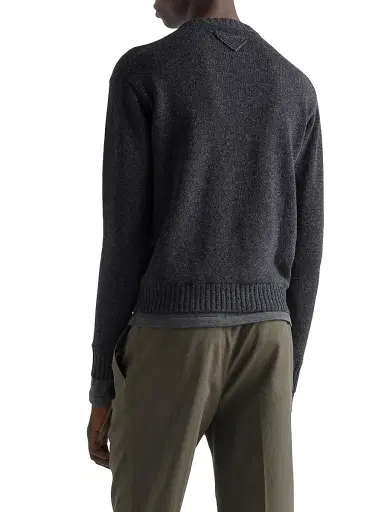Prada Men's Cashmere Crewneck Sweater - Grey | Thumbnail 3