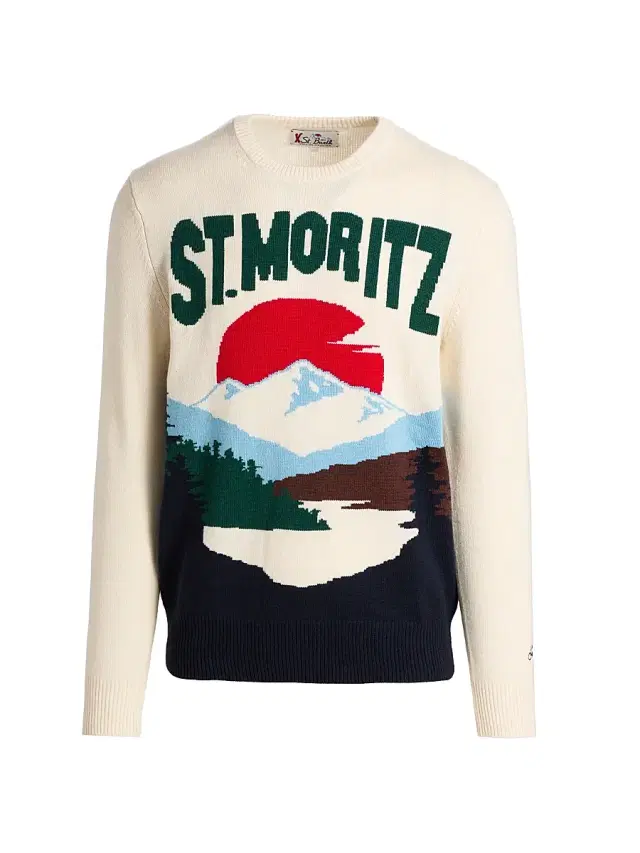 Men's Heron Wool-Blend Jacquard Crewneck Sweater - Moritz Alpes