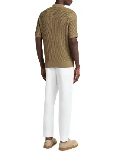Giorgio Armani Men's Rib-Knit Short-Sleeve Polo Shirt - Tan - Size 40 | Thumbnail 4