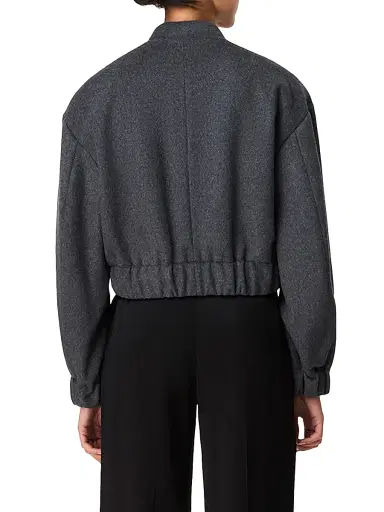 Another Tomorrow Women's Bomber Jacket - Light Grey Melange | Thumbnail 4
