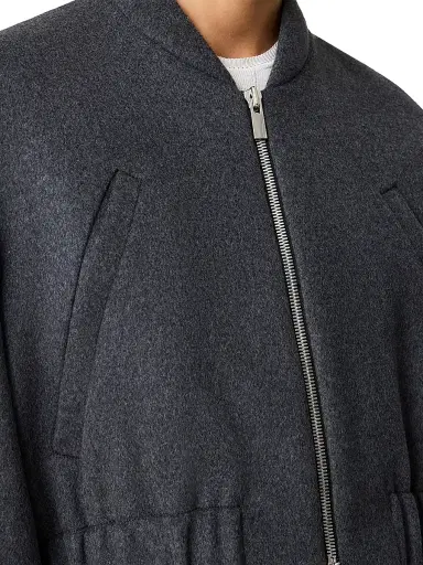 Another Tomorrow Women's Bomber Jacket - Light Grey Melange | Thumbnail 5