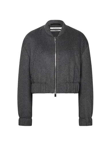 Another Tomorrow Women's Bomber Jacket - Light Grey Melange | Thumbnail 1
