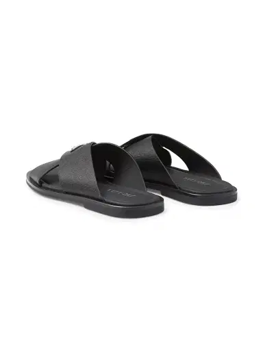 Prada Men's Saffiano Leather Crisscross Slides - Black - Size 12.5 | Thumbnail 4 Prada Men's Saffiano Leather Crisscross Slides - Black - Size 12.5 | Thumbnail 4