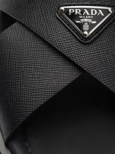 Prada Men's Saffiano Leather Crisscross Slides - Black - Size 12.5 | Thumbnail 5 Prada Men's Saffiano Leather Crisscross Slides - Black - Size 12.5 | Thumbnail 5