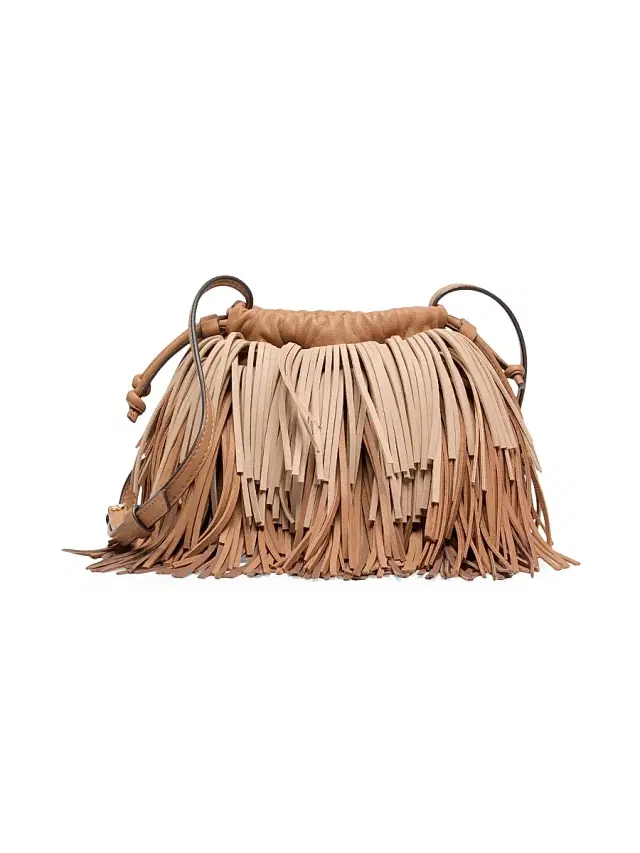 Zimmermann Women's Colorblocked Fringed Leather Crossbody Bag - Taupe