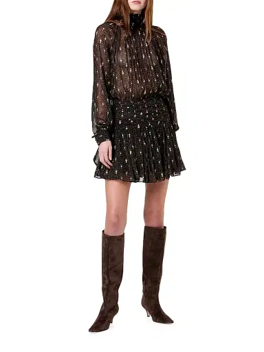 NICHOLAS Women's Cecile Printed Pleated Minidress - Opal Geo Black | Thumbnail 2