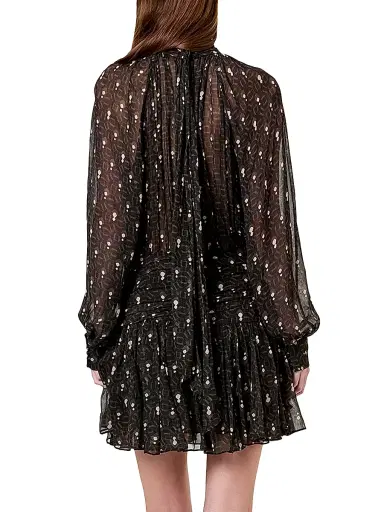 NICHOLAS Women's Cecile Printed Pleated Minidress - Opal Geo Black | Thumbnail 5