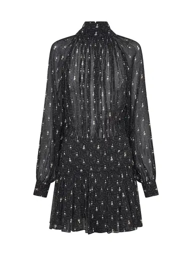 NICHOLAS Women's Cecile Printed Pleated Minidress - Opal Geo Black | Thumbnail 1