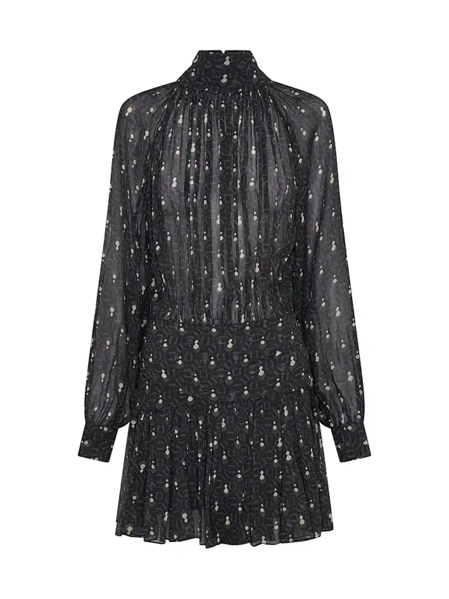 NICHOLAS Women's Cecile Printed Pleated Minidress - Opal Geo Black